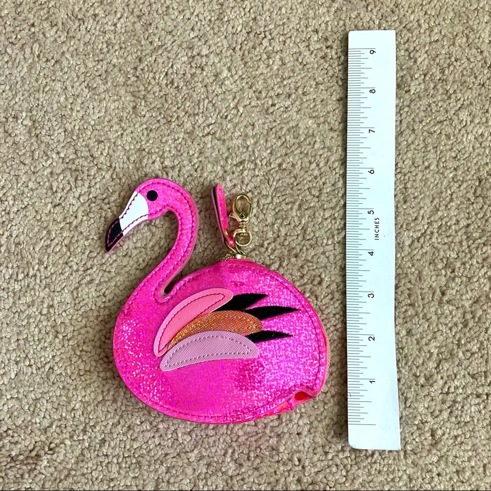 NWOT Posh+Pop Flamingo Shape Coin Wallet Pink Glittered